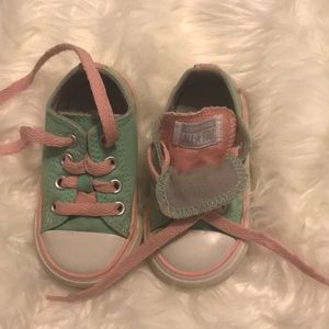 Mint & Pink Double Tongue Toddler Size 4 Converse